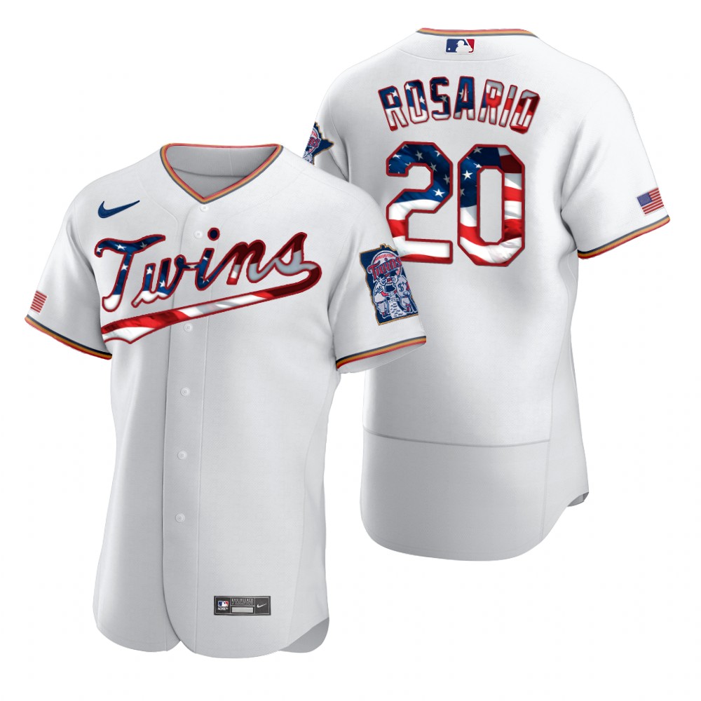 Minnesota Twins #20 Eddie Rosario Men Nike White Fluttering USA Flag Limited Edition Authentic MLB Jersey->oakland athletics->MLB Jersey